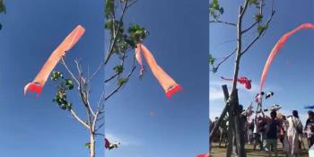 En Taiwán menor queda atrapada en un cometa y es levantada varios metros en el aire