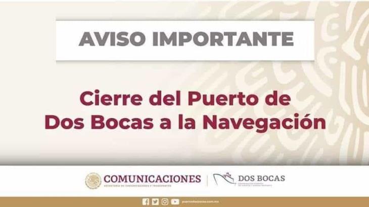 Anuncia Dos Bocas cierre a la navegación a embarcaciones por efectos del FF 4 Anuncia Dos Bocas cierre a la navegación a embarcaciones por efectos del FF 4