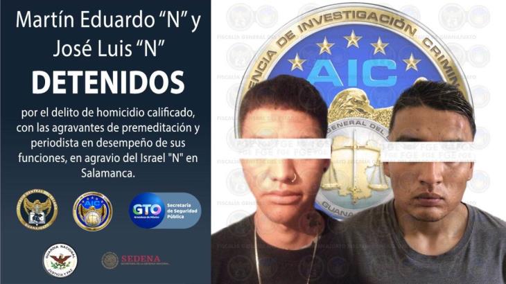 Detienen a dos presuntos responsables del asesinato de periodista en Guanajuato Detienen a dos presuntos responsables del asesinato de periodista en Guanajuato