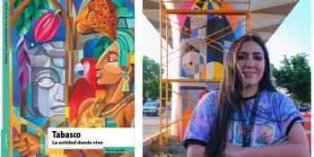 Muralista plasma a ´Los Olmecas´ en portada de libro de la SEP para tercer año de primaria