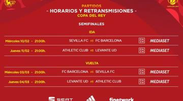 ´Semis´ de la Copa del Rey arrancarán el 10 de febrero con el Barça ante Sevilla