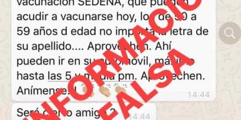 Advierte Salud Tabasco de mensaje de WhatsApp que alienta a perder el orden de vacunación en Centro