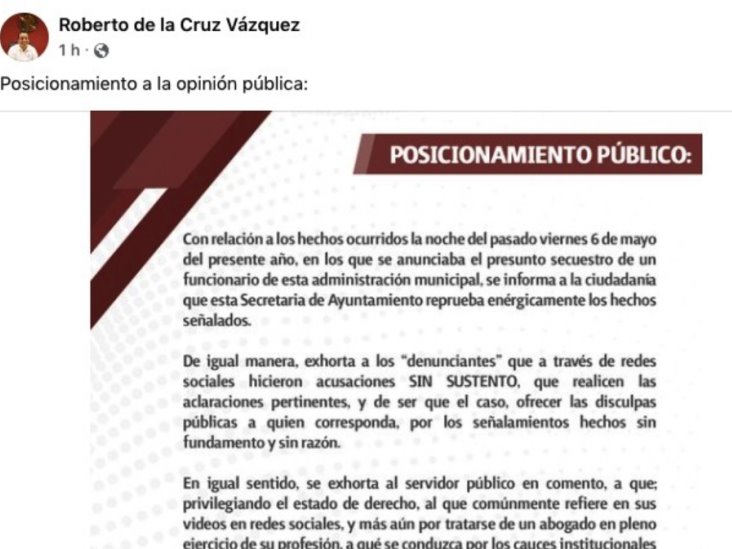 “Que aclare u ofrezca disculpas”, pide secretario del Ayuntamiento de Cárdenas a funcionario presuntamente secuestrado “Que aclare u ofrezca disculpas”, pide secretario del Ayuntamiento de Cárdenas a funcionario presuntamente secuestrado