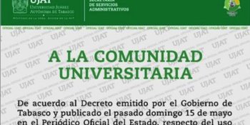 Suspende UJAT uso obligatorio del cubrebocas en espacios abiertos