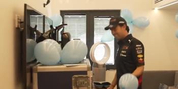 Red Bull y Verstappen le organizan baby shower a Checo Pérez