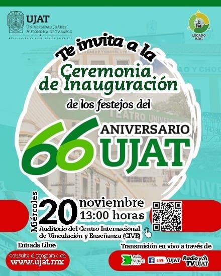 Celebra UJAT con actividades artísticas, culturales, académicas y deportivas, su 66 Aniversario